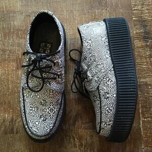 T.U.K. Mondo Creeper Loafer Mens 7 Womens 9 Black White Platform Sneaker Punk